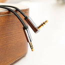 UGreen AV119 Right-angled 3.5mm Flat Aux Cable 1.5m - Black/Silver