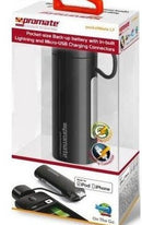 Promate PocketMate Apple Backup Battery - Pocket-size back-up battery with in-built Apple dock and Micro-USB charging cable -BLACK 1 Year Warranty