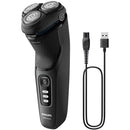 Philips Shaver 3000 Series Wet & Dry Electric Shaver - Shave Wet & Dry 5D Pivot & Flex Heads PowerCut Blades Anti-Corrosion Shaving System 27 Self-Sharpening Blades 55.000 Cuts Per Minute 3-Level Battery Indicator One-Touch Open Fully Washable Showerproof