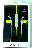 Geeko ZW-03 Wireless Bluetooth Earphones BT4.2 Rechargeable Polymer Lithium-on Battery -Yellow 1 year Limited Warranty