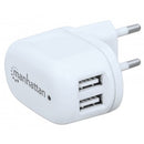Manhattan PopCharge Home - Europlug C5 USB Wall Charger with Two Ports Limited Lifetime Warranty