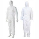 Casey Non Woven Disposable Full Body Coverall Suit -Size Small Elasticated Wrists Legs and Waist Hooded Nylon Zipper Front. Non-Woven Spun Bond 50 gsm Polypropylene Colour White