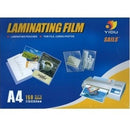 The BRAINWARE YIDU A4 Laminating Pouch X100 - pack of 100 laminating pouches each measuring 150 microns in thickness. These pouches are designed to protect A4-sized documents providing durability and resistance against scratches and moisture. They are com