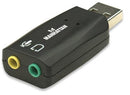 Manhattan Hi-Speed USB 3-D Sound Adapter - Improves audio access and performance Limited Lifetime year warranty