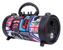 Manhattan Sound Science Bluetooth Speaker with Handle - Wireless Music Playback Control Buttons USB-A Port Micro-SD Card Slot FM Radio Mode 3.5 mm Audio Port Flashlight London Design 1 year Limited Warranty