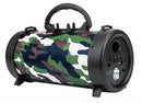 Manhattan Sound Science Bluetooth Speaker with Handle - Wireless Music Playback Control Buttons USB-A Port Micro-SD Card Slot FM Radio Mode 3.5 mm Audio Port Flashlight Camouflage Design 1 year Limited Warranty