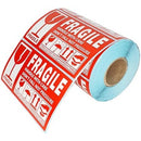 UniQue Fragile Label Sticker Roll - 90mm x 50mm Sticker Size 500x Labels Stickers Per Roll Small Fragile Sticker Satin with Red Print Best Adhesive For Packaging And Shipping .