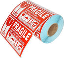 UniQue Fragile Label Sticker Roll - 90mm x 50mm Sticker Size 500x Labels Stickers Per Roll Small Fragile Sticker Satin with Red Print Best Adhesive For Packaging And Shipping .