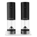 Mellerware Salt And Pepper ABS Automatic Battery Operated Grinder - 25w 6v 2 Grinders One For Pepper One For Salt Made With ABS Material Rounded Automatic Button With Cd Pattern For Grinding With A Simple Press Large Capacity Of Powder Container (95ml)The