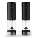 Mellerware Salt And Pepper ABS Automatic Battery Operated Grinder - 25w 6v 2 Grinders One For Pepper One For Salt Made With ABS Material Rounded Automatic Button With Cd Pattern For Grinding With A Simple Press Large Capacity Of Powder Container (95ml)The