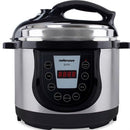 Mellerware 5 Litre Pressure-Electric Pressure Cooker Stainless Steel Silver 900w 5 Litre Capacity 24 Hour Cooking Timer Digital display 6 Pre-Set Cooking Functions Keep Warm Function 1 Year Warranty