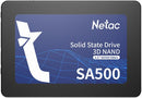 Netac SA500 3D NAND SATA SSD - 2.5 Inches SATA III Interface 256GB Capacity Up to 520MB/s Sequential Read Speed Up to 450MB/s Sequential Write Speed 120TBW 3D TCL/QLC NAND Flash 0℃-70℃ Operating Temperature -40℃-85℃ Storage Temperature 2 Years Warranty.