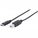 Manhattan Hi-Speed USB C Device Cable - USB 2.0 Type-C Male to Type-B Male 480 Mbps 1 m (3 ft.) Black Limited Lifetime Warranty