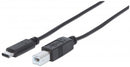 Manhattan Hi-Speed USB C Device Cable - USB 2.0 Type-C Male to Type-B Male 480 Mbps 1 m (3 ft.) Black Limited Lifetime Warranty