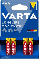 Varta Long Life Max Power Battery - AAA 4 Pack LR03 Battery Size Alkaline 1.5V