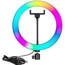 Nesty Multipurpose USB Powered 10 Inch Selfie RGB LED Ring Light- With Extendable Telescopic Tripod Stand - 10 Inch (25.4 cm) Light Source Easy 3 Colour Lighting Modes Controller And 10 x Adjustable Brightness Output Levels USB Powered Supports Vertical A