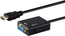 UniQue HDMI To VGA Female Audio Adaptor - HDMI Input 1080P Resolutions VGA Output Includes 3.5mm Audio Output No External Power Supply Plug And Play Compatible With Most Monitors And Displays 3 Months Warranty