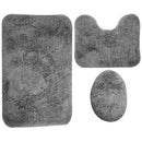 Casey Bathroom Dark Grey 3 Piece Mat set - Non-Slip Floor Mat U-Shapped Plush Toilet Lid Cover Strong Dust Collection Earth Cold Insulation Beauty The Environment Superfine Fluffy Fiber Mat Strong Water Imbibition Neutral Detergent For Washing No Bleach S