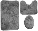 Casey Bathroom Dark Grey 3 Piece Mat set - Non-Slip Floor Mat U-Shapped Plush Toilet Lid Cover Strong Dust Collection Earth Cold Insulation Beauty The Environment Superfine Fluffy Fiber Mat Strong Water Imbibition Neutral Detergent For Washing No Bleach S