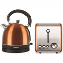 Mellerware Stainless Steel Copper Toaster And Kettle Combo Set- Classic Designed Copper Finish With Painted Stainless Steel Silver and Black Trims 2 x Slices 850w Toaster With Adjustable Browning Control 2200w Power Rated Kettle 1.8 Litre Capacity With In