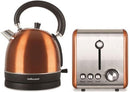 Mellerware Stainless Steel Copper Toaster And Kettle Combo Set- Classic Designed Copper Finish With Painted Stainless Steel Silver and Black Trims 2 x Slices 850w Toaster With Adjustable Browning Control 2200w Power Rated Kettle 1.8 Litre Capacity With In