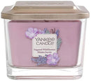 Yankee Candle Medium Jar Elevation Collection With Platform Lid Sugared Wildflowers-Square Candle With 3 Wicks Burn Time: Up To 38 Hours Medium Square Glass