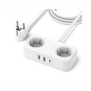 Ugreen Power Strip Extension Power Cord - With 2x USB Ports 1x USB-C Black 1 Year limited Warranty