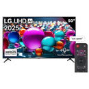 LG 50 inch UHD AI HDR10 webOS25 Smart TV with AI Magic Remote - Resolution 3840 x 2160 4K UHD Direct-lit LED Refresh Rate 60Hz α7 AI Processor 4K Gen8 HDR Formats HDR10 / HDR10 Pro / HLG Audio Output 20W (2.0 channel) Smart OS webOS 25﻿ Connectivity 3 x H