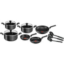 Tefal 12PC Set Super Cook Non Stick - Thermo-spot marking turns full red when the pan reaches the ideal temperature High-quality titanium-infused coating delivers outstanding non-stick performance Compatible with all hobs except induction Easy to use and