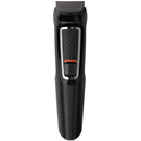 Philips Multigroom series 3000 Face and Hair Trimmer - 8 Tools Up to 60 Min Run Time Rinseable Attachments Self-Sharpening Steel Blades 3 Hair Combs 2 Stubble Combs 3-7mm Beard Adjustable Comb Nose & Ear Trimmer Rechargeable Ni-MH Battery Type 16 Hours Fu