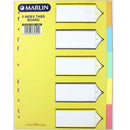 Marlin File Dividers Bright C Board 1-5 - Made From High-Quality Board This Set Of 5 A4 Dividers Features Numbered Tabs For Quick Referencing And Is Multi-Punched To Fit Any Standard Ring Binder Or Lever Arch File.