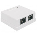 Intellinet Locking Cat6 UTP Mount Box - 2 Port UTP Mount Box Locking Function White