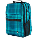 HP Campus XL Tartan Plaid Backpack - 20L capacity with multiple compartments including a dedicated 16-inch padded laptop pocket a main compartment for books a quick-access accessory pocket an internal pencil pouch and dual side water bottle pockets. The b
