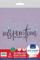 Marlin A4 Inspiration Precut Book Covers 5PK - High Quality Durable Plastic Trendy Inspiration Designs Saves Time with Uni-Cover System Ideal For A4 Size Documents