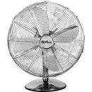Alva Air 30cm Chrome Metal Desktop Fan offers powerful cooling with its 3 durable plastic blades and stylish chrome finish. Featuring a radial grill for safety oscillate function for wide coverage and tilt adjustment for targeted airflow it's perfect for
