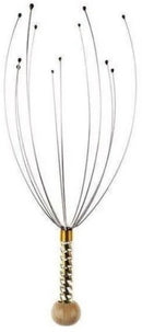 Casey 12 Fingers Head And Scalp Hand Held Manual Massager Gold - Compact Octopus Head Massager Relieves Scalp Stress Promotes Hair Growth Improves Head Blood Circulation Ergonomic Claw Design OEM Packaging