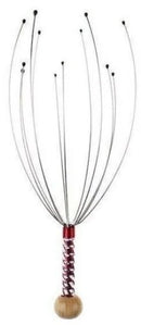 Casey 12 Fingers Head And Scalp Hand Held Manual Massager Red - Compact Octopus Head Massager Relieves Scalp Stress Promotes Hair Growth Improves Head Blood Circulation Ergonomic Claw Design OEM Packaging