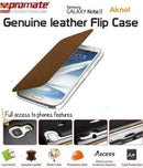 Promate Aknol-Premium Leather Flip Case for Samsung Galaxy Note 2-Brown 1 Year Warranty