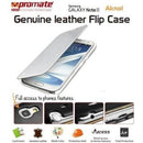 Promate Aknol-Premium Leather Flip Case for Samsung Galaxy Note 2-White 1 Year Warranty