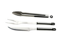 Alva 3piece Stainless Steel BBQ Tool Set - 39cm tongs with silicone grip locking mechanism & hanging hole; 36cm knife with hanging hole;36cm BBQ fork with hanging hole