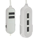 Whizzy 5 Port USB Family Car Charger- Charges Up To 5 Devices Simultaneously 2 x USB Ports For Front Of Car 3 X USB Ports For Backseats 1.5m Cable and Backseat Clip Overall 10.8A Rapid Charge Recognition Colour White 1 Year Limited Warranty