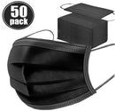 Casey Black 3 Ply Disposable Face Mask with Earloop 50 Per Pack-Non-Woven Flexible Nose Piece 3 Layer Fabric Ensure High Filtration Efficiency and Absorption Colour Black