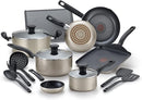 Tefal Culinaire 16-Piece Nonstick Aluminum Cookware Set - Champagne 16-Piece Cookware Set Aluminum with Pro Glide Nonstick Coating Scratch-Resistant Interior Thermo-Spot Heat Indicator for Preheating Oven Safe up to 350°F (175°C) Dishwasher Safe Even-Heat