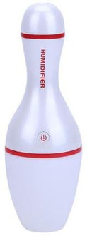 Casey Bowling Bottle Shaped Multifunctional Portable 150ml USB Humidifier Air Purifier Mist Maker with LED light For Home Office and Car-White and Red
