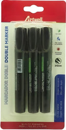 Artwell Permanent Double Black Marker - 3/6mm Tip Size Pack Of 3 Marker Xylene Free Alcohol Based Ink Fiber Tip Refillable Ink Waterproof Instant Drying Permanent Non-Toxic High Quality Weathering Resistance Not Suitable For Children Under 36 Months