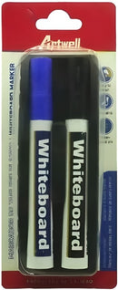 Artwell 2 Pack Whiteboard Marker - Blue Black Markers And 1x Whiteboard Cleaner Pack Of 2 Marker Xylene Free Water Based Ink Fiber Tip Instant Drying Wipe Off Easily Non-Toxic High Quality Not Suitable For Children Under 36 Months