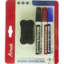 Artwell 3 Pack Whiteboard Marker - Blue Red Black Markers And Mini Cleaner Pack Of 3 Marker Xylene Free Water Based Ink Fiber Tip Instant Drying Wipe Off Easily Non-Toxic High Quality Not Suitable For Children Under 36 Months