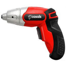 Casals Cordless Screwdriver 10 Piece Set-Power Input 3.6 Volts Rechargeable 1.3aH Lithium Ion Battery Speed 180 RPM Forward And Reverse Action Soft Grip Handle Torque: (n • m) 3nm Chuck Size: 6.35 Hex Magnetic Bit Holder 3-5 Hours Charging Time LED Light
