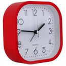 Casey Bedside Square Alarm Clock 12cm Red - Fresh Yet Traditional Aesthetic Look Quiet And Smooth Quartz Movement Featuring A Beep Alarm Perfect Complement For Any Bedroom Or Study At Home Or The Office Easily Readable Numbers Operated By 1 X AA Battery (