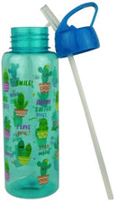 Casey FlipTop 1 Litre Plastic Water Bottle with Drinking Spout- Flip-Top Drinking Spout Angled Internal Straw Leak-Proof Lid Wide Neck Sturdy Carry Handle Colour Blue
